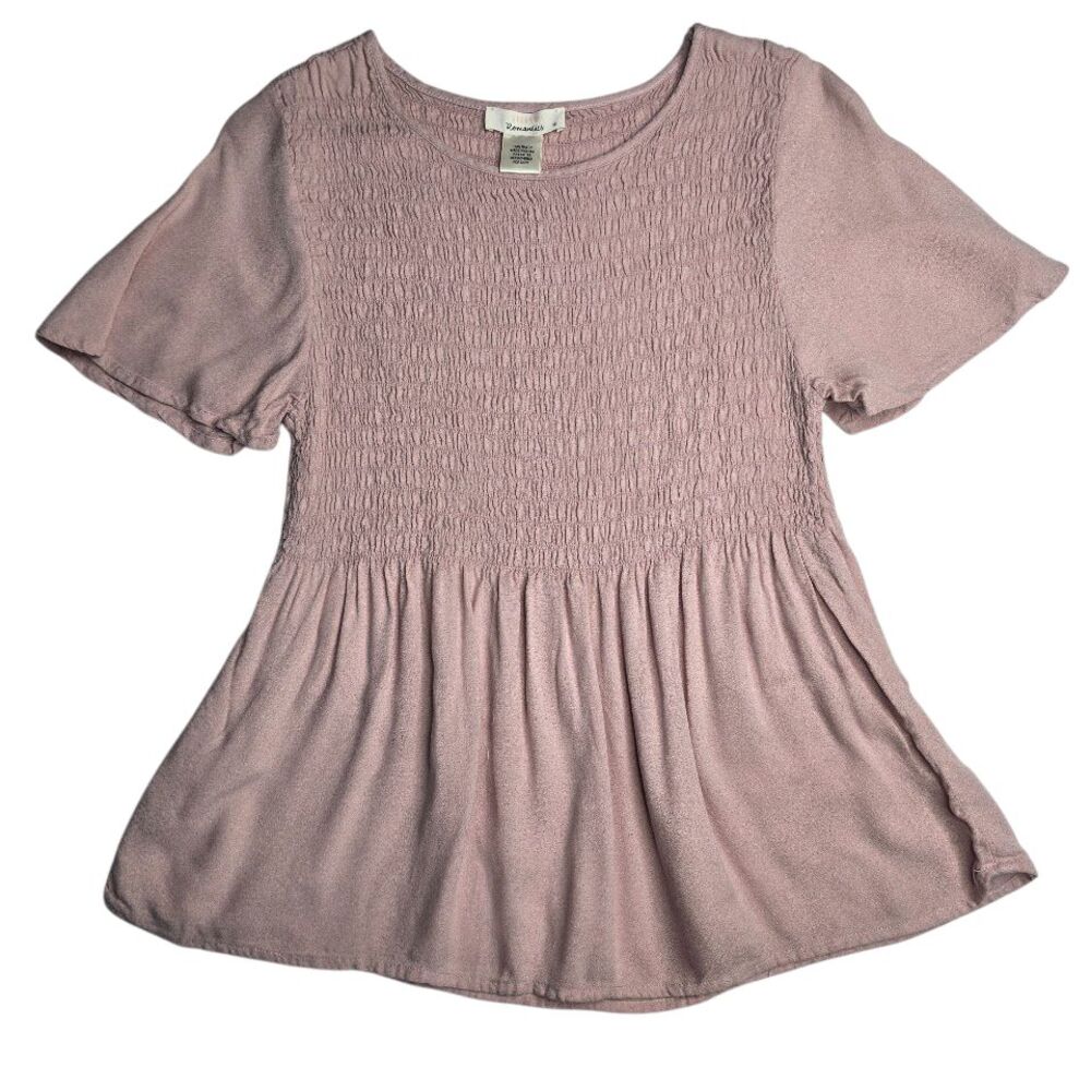 URBAN Romantics Dusty Pink Short Sleeve Smocked Peplum Top